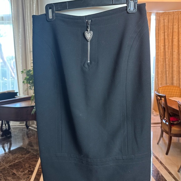 Just Cavalli Black Pencil Skirt Heart Zip Detail Italian Designer - Picture 2 of 12